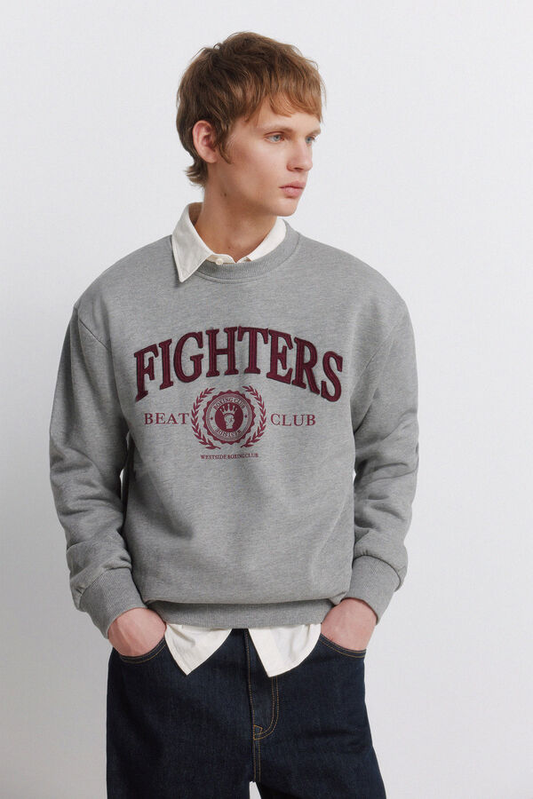 Springfield Sweatshirt crew neck with patches grey