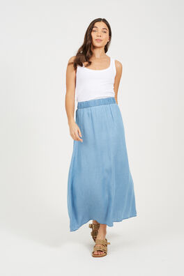 Falda midi con cintura elástica
