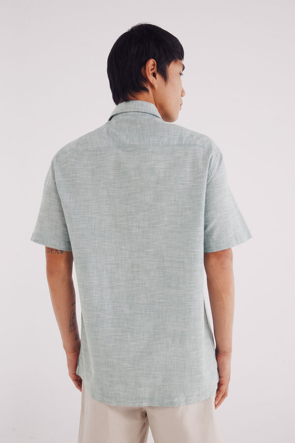 Springfield short sleeve sleeved linen shirt green