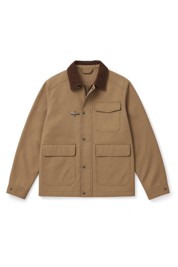 Springfield Parka curta gola de bombazina bege