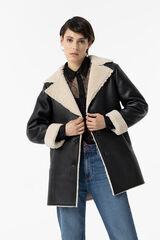 Springfield Faux leather jacket with synthetic fur black