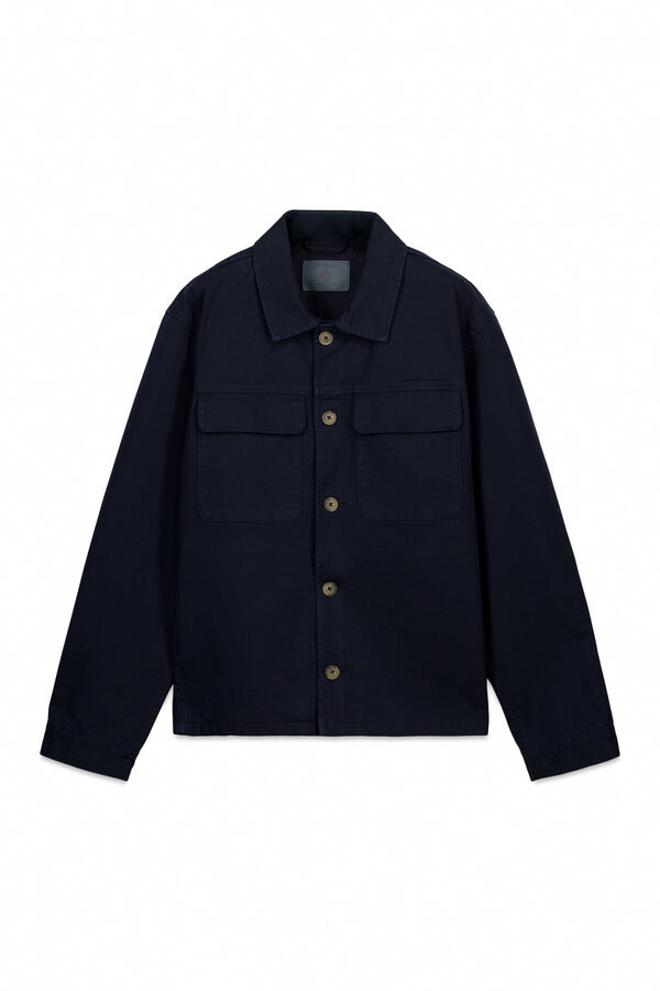 Springfield Cotton overshirt fit overshirt blue