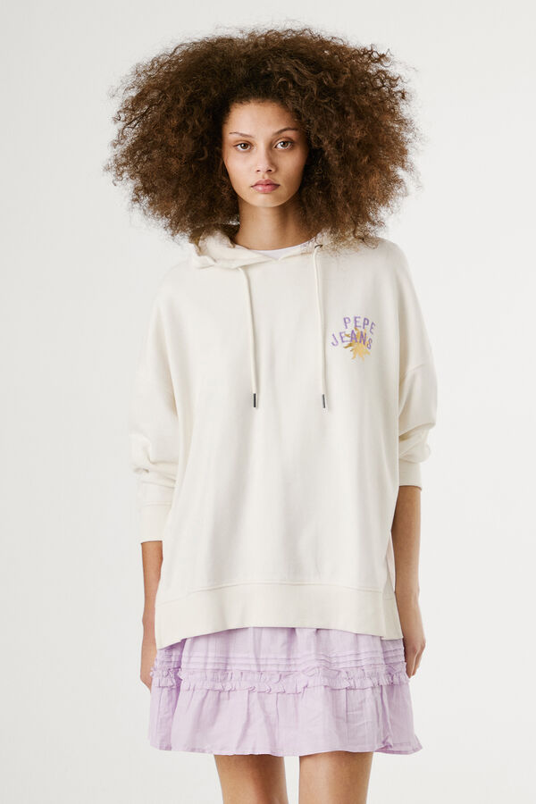 Pepe Jeans Sudadera de manga larga con capucha con logo bordado y dibujo en la parte trasera amarillo