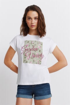 Springfield T-shirt &agrave; manches courtes sans manches &agrave; fleurs blanc