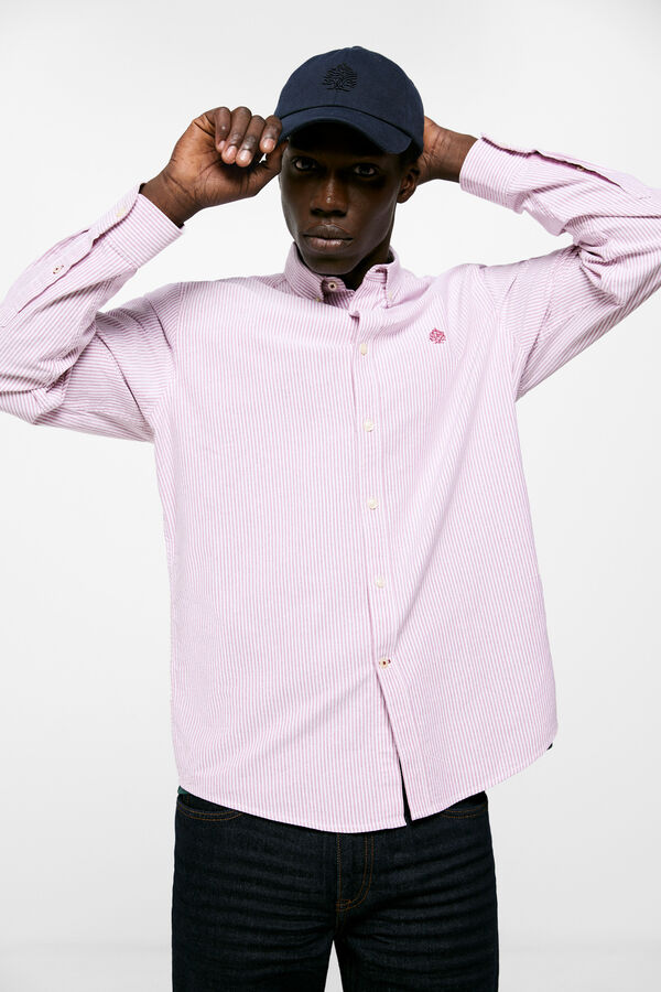 Springfield Camisa ligera rayas, Camisa Hombre, Rosa (Pink), S : :  Moda