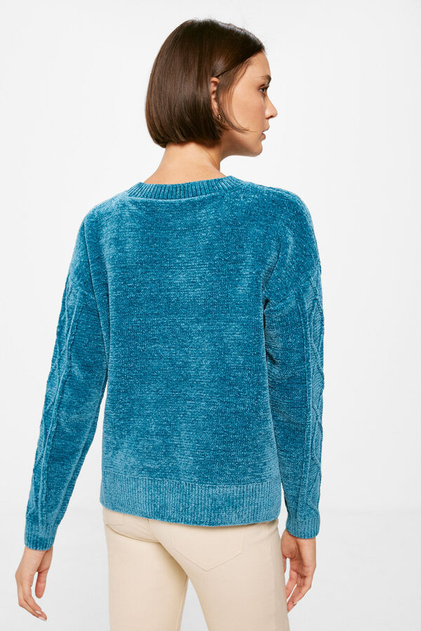 Springfield Pleteni džemper od šenilskog kabla plava