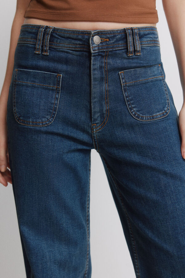 Springfield Super wide high-waisted jeans blue