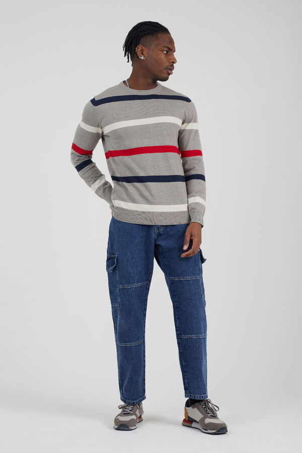 Brave Soul Striped jersey-knit jumper grey