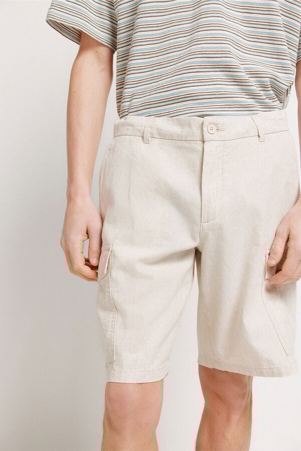 Springfield Bermuda coupe confort en lin gris