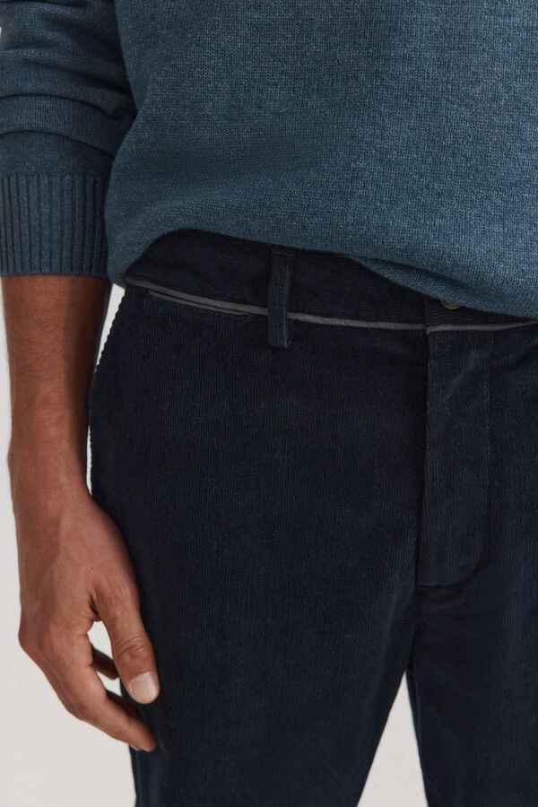 Springfield Pantalon chino en micropolaire slim fit bleu