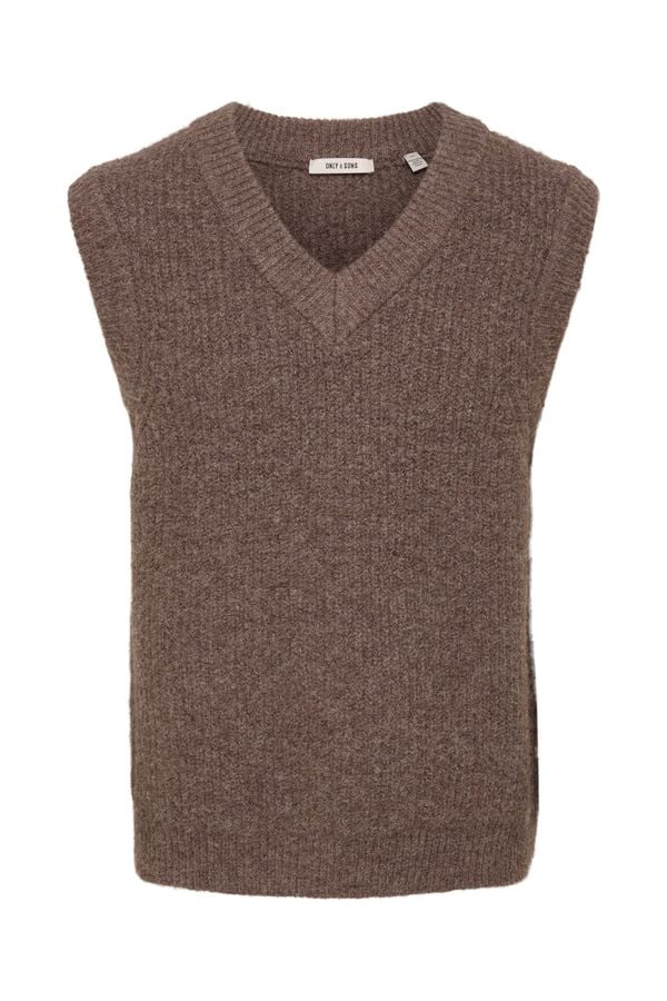 Only & Sons V-neck knit gilet nude