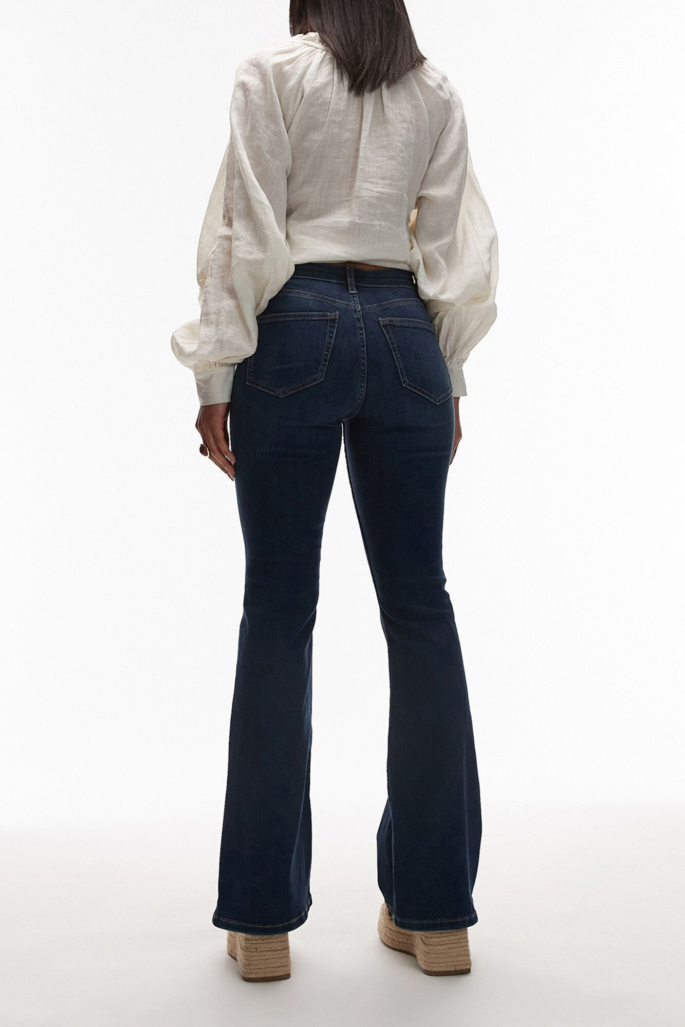 Topshop Cal&ccedil;a jeans flare de cintura alta