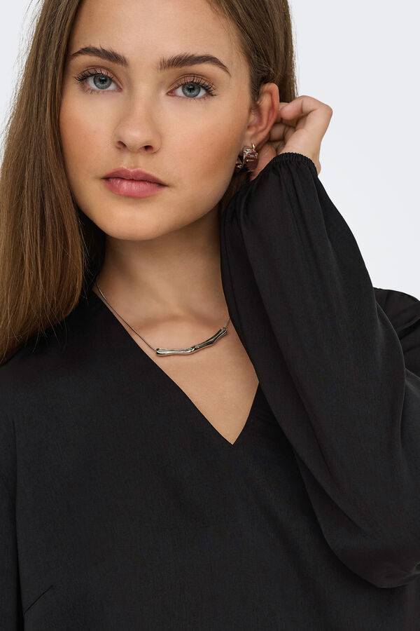 Only Bluse mit elastischen Langärmelig Schwarz