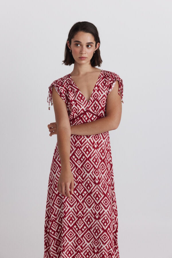 Springfield Midi dress with shoulder straps red