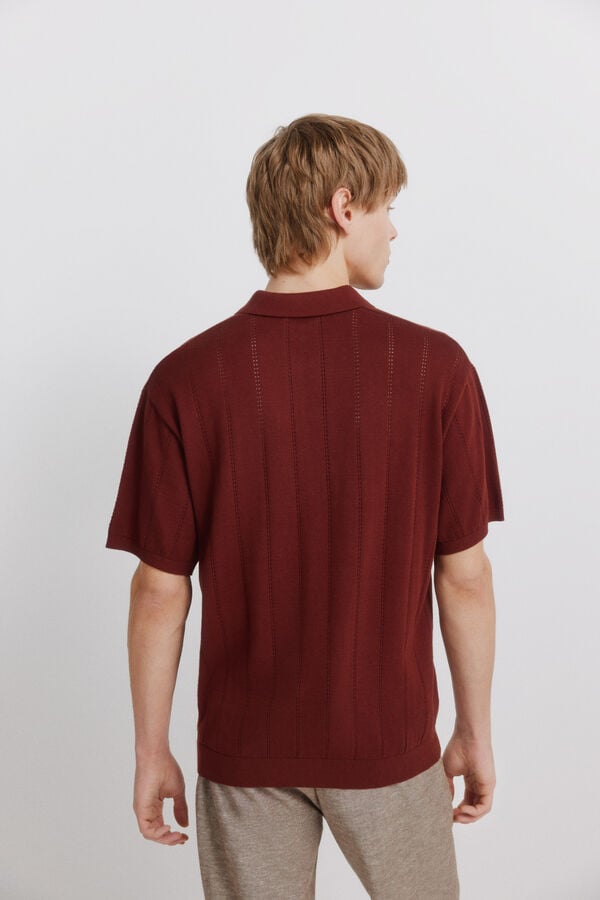 Springfield Openwork detail polo shirt red