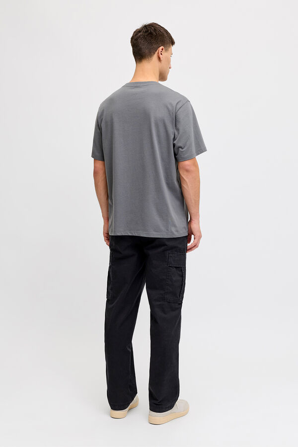 JJ REBEL Cal&ccedil;a cargo em algod&atilde;o de cintura m&eacute;dia preto