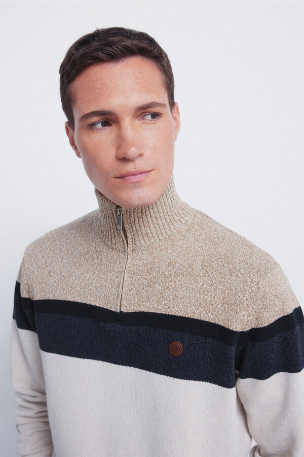 Springfield Color block zip fastening jumper grey