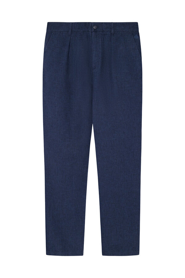 Springfield Textured linen trousers blue