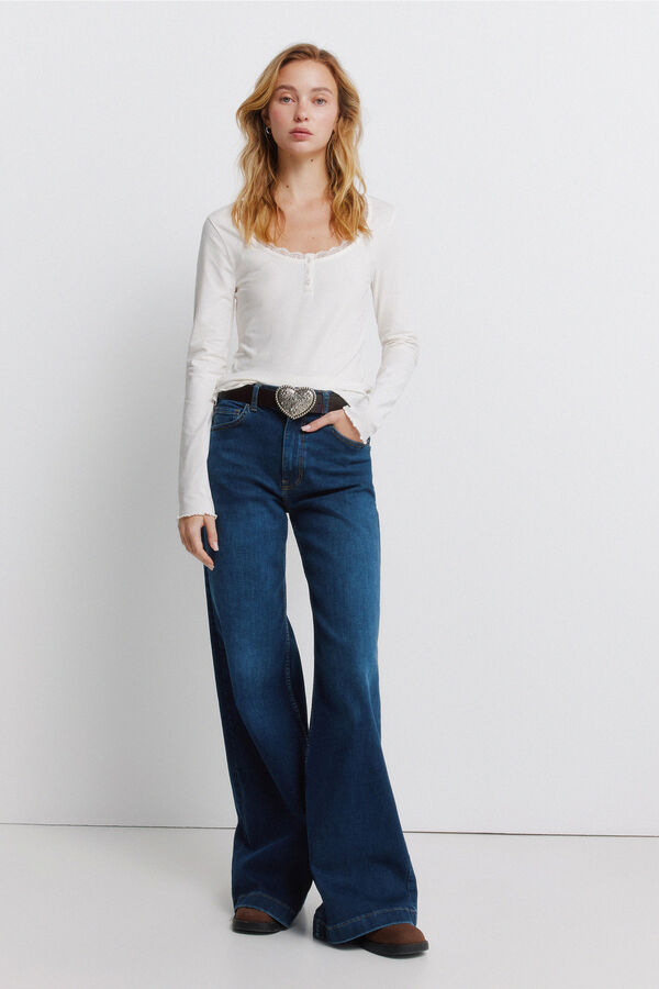 Springfield Lace long sleeve T-shirt brown