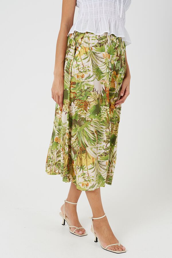 Brave Soul Printed long skirt green