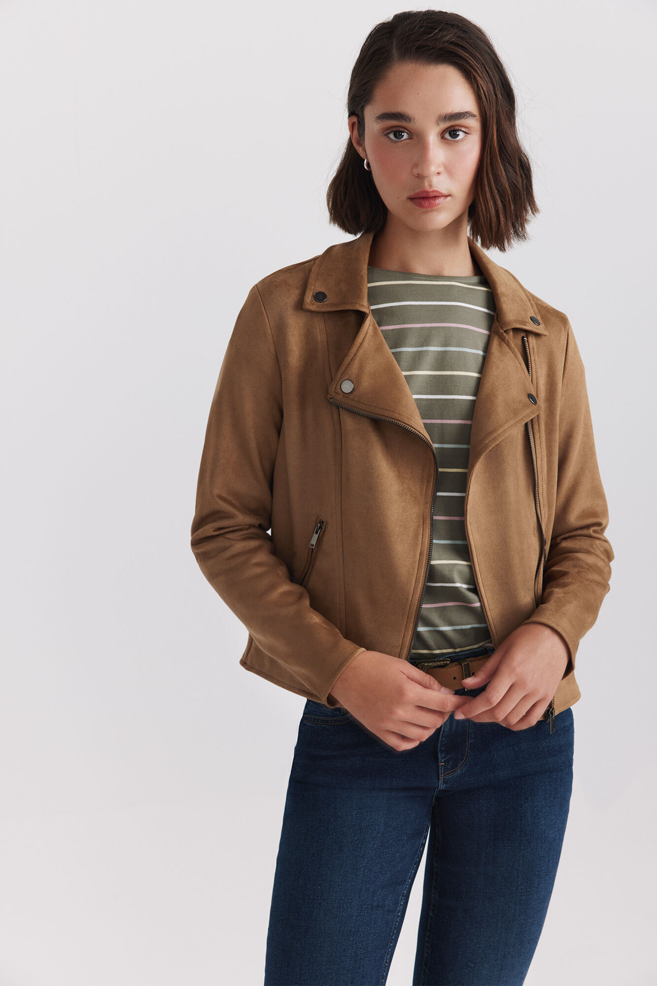 Springfield Faux suede biker jacket