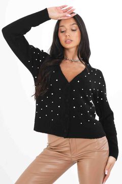 Springfield Knit cardigan with pearls black