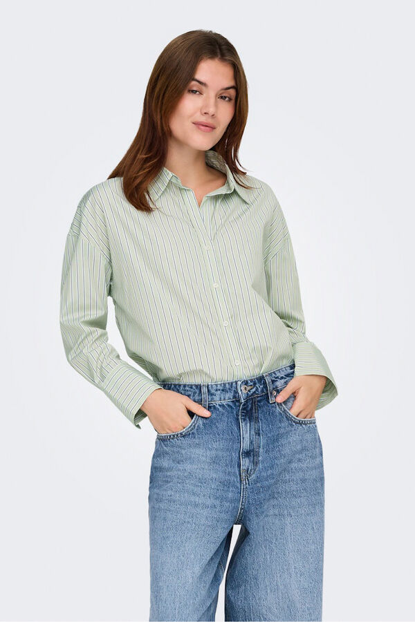 Only Striped long sleeve shirt green