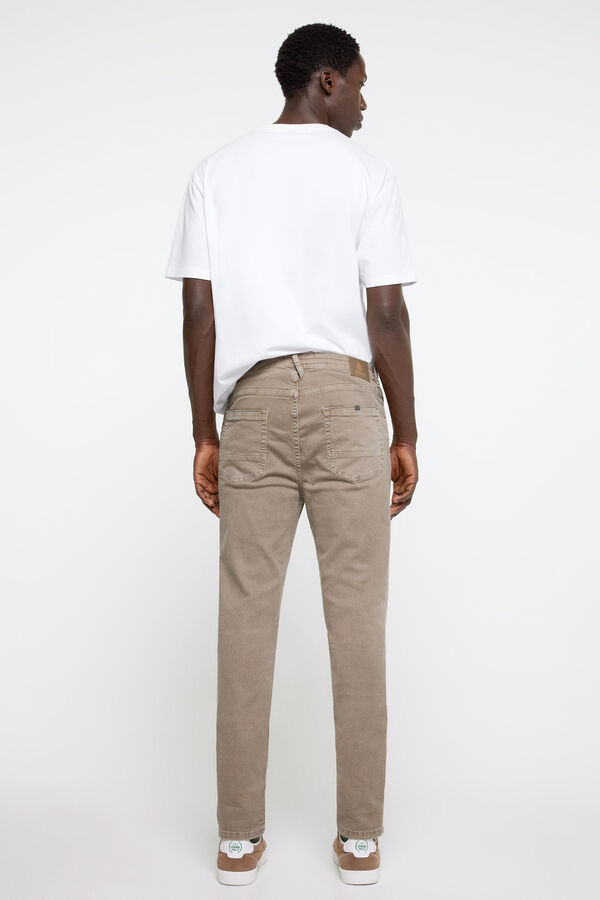 Springfield Pantalon 5 poches couleur skinny lavé brun