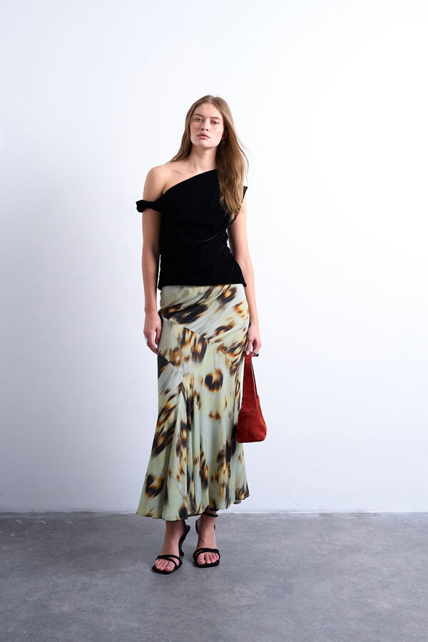 Topshop Falda midi de viscosa verde