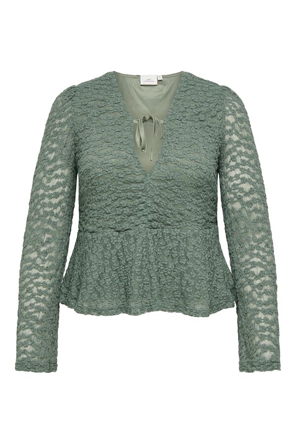 Only Carmakoma Blusa de encaje talla grande kaki
