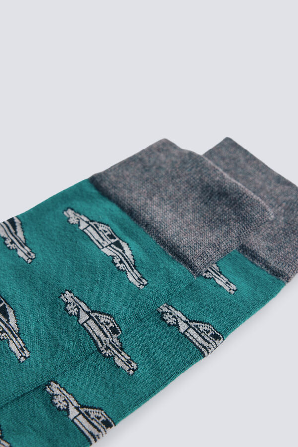 Springfield Retro car cotton sock green