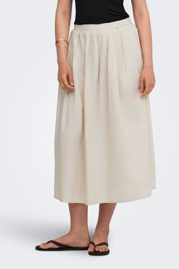Only Pleated long skirt beige