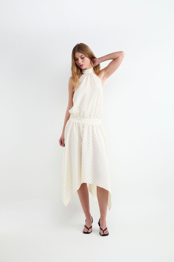Balmohk Polka-dot halterneck midi dress white