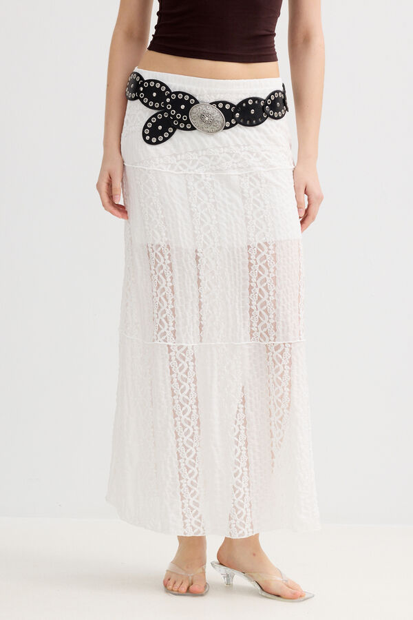Inside Lace midi skirt white