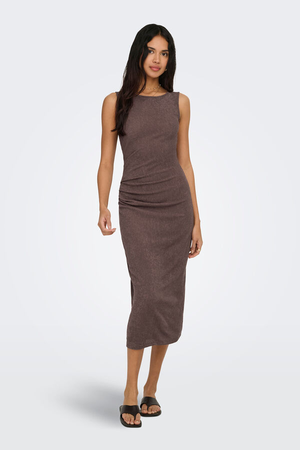 Only Textured midi dress nude