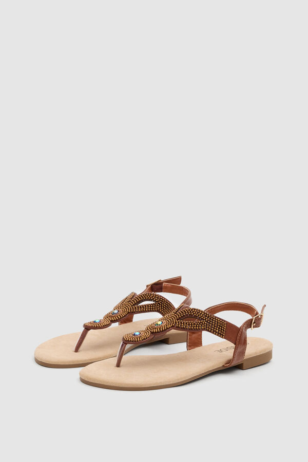 Springfield Ethnic studded strappy thong sandal braonsiva