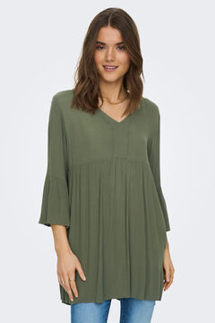 Only Vestido fluido media manga verde