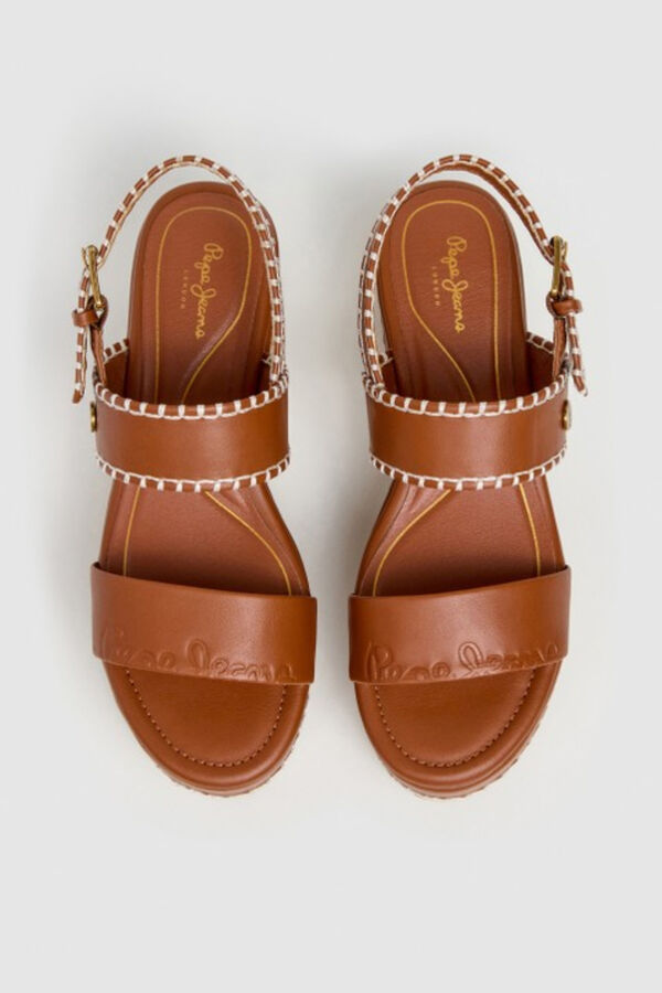 Pepe Jeans Wedge sandals with ankle fastening mink