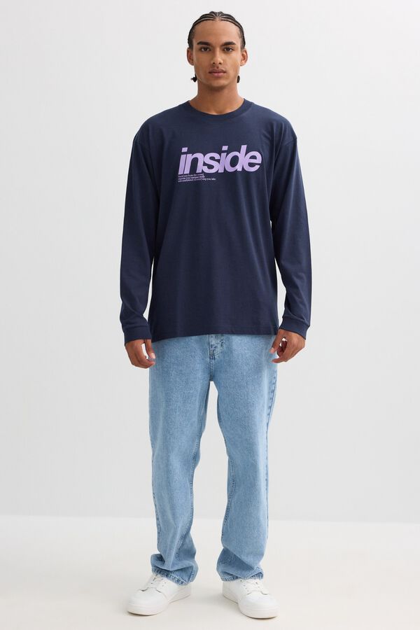Inside Oversize long sleeve T-shirt blue