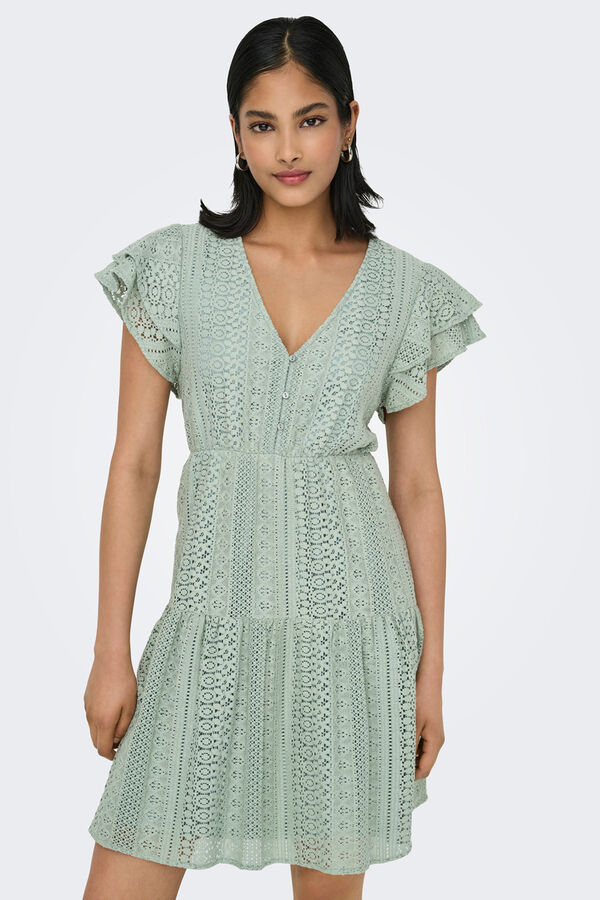 Only Short dress with openwork details green