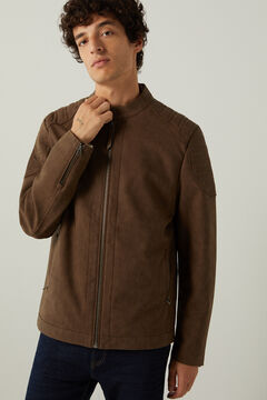 Springfield Faux leather biker jacket  brown