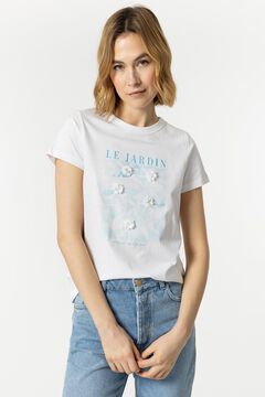 Springfield T-Shirt Print mit Applikationen blanco
