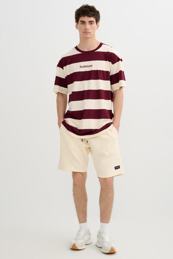 Inside T-shirt riscas manga curta estampado