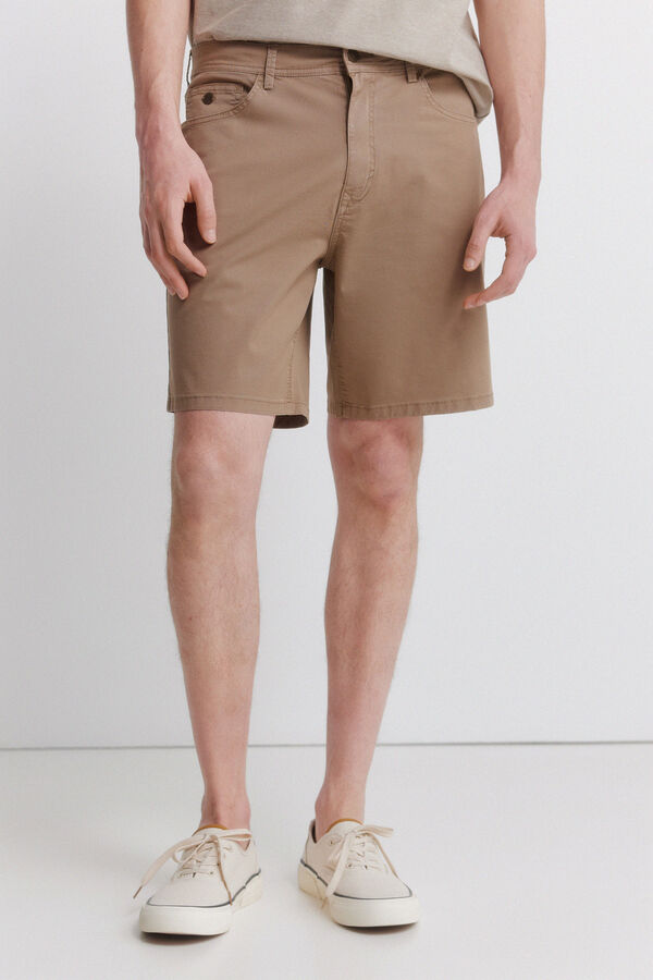 Springfield Lightweight 5-pocket washed regular fit Bermuda shorts nude