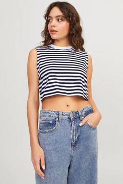 Springfield Striped cropped T-shirt  white