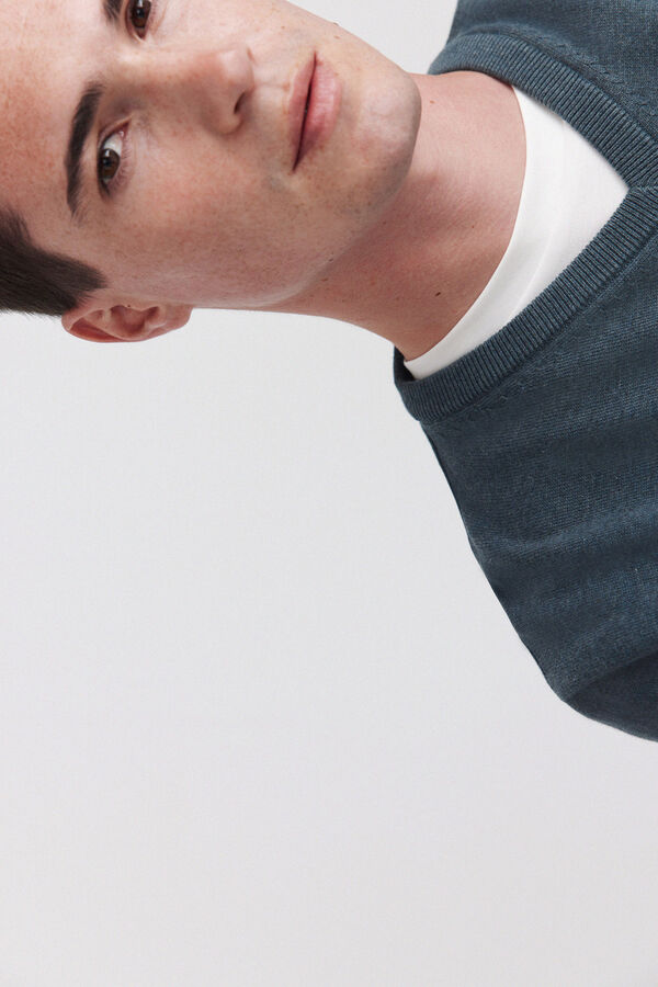 Springfield Pull basique col en V bleu