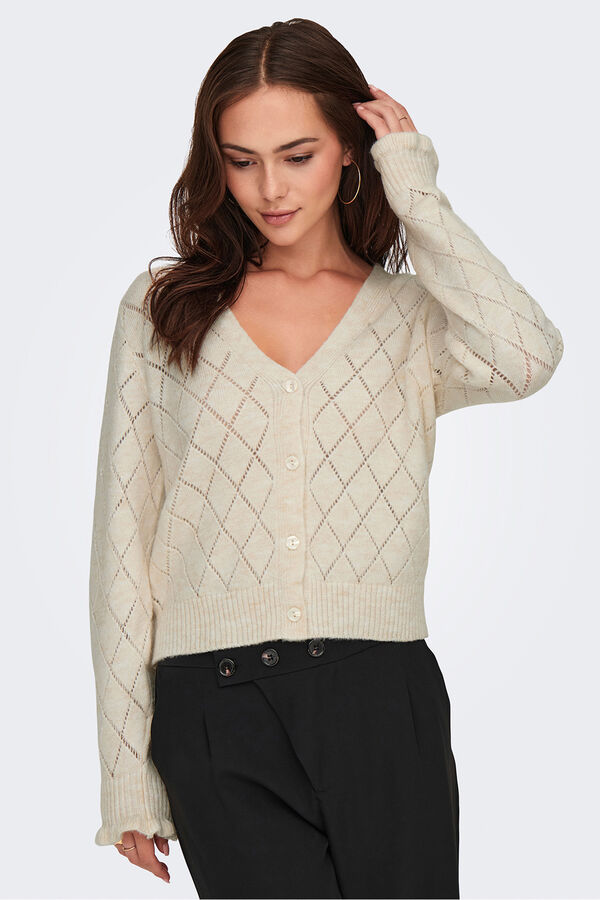 JDY Buttons fastening cardigan white