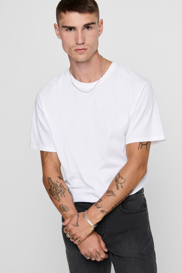 Only & Sons T-shirt b&aacute;sica branco