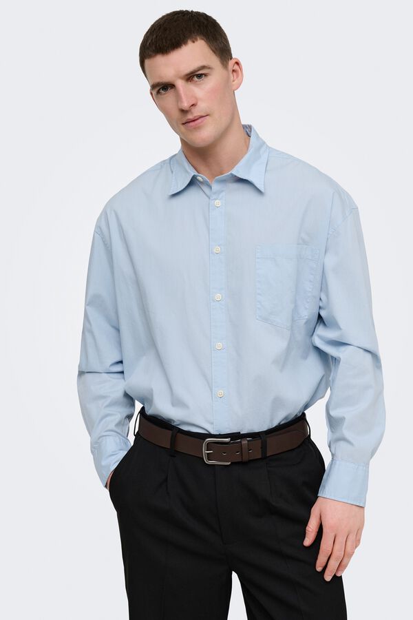 Only & Sons Langarm-Hemd Blau