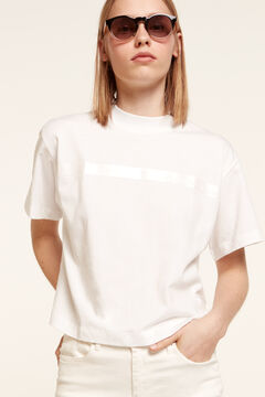 Springfield Camiseta tipo crop de manga corta blanco